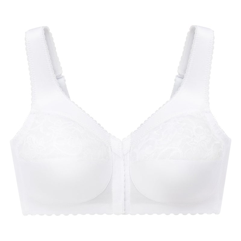 Glamorise Full Figure Plus Size MagicLift Front-Closure Support Bra Wirefree #1200 White - Image 3